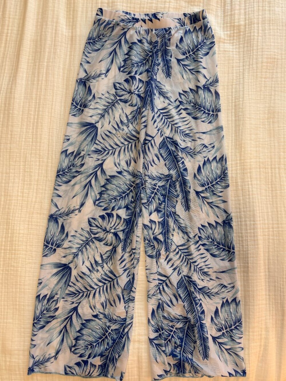 Girls Mesh Tropical Leaf Print Swim Cover Up Pants